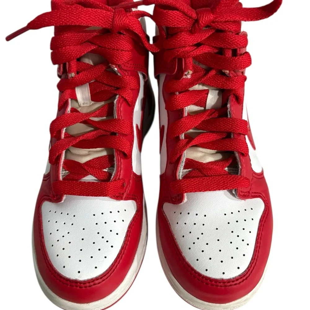 Nike Dunk High Youth Red and White High-Top Sneakers Size 12C DD2314-106